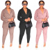 solid color back hollow bandage suit jacket and trousers Two Piece Set NSLML136483