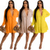 solid color Long Sleeve Pleated Lapel Shirt Dress NSLML136490