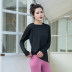 color stitching loose mesh breathable long-sleeved yoga top NSRQF136495