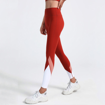 Color Contrast High Waist Hip Quick-drying Yoga Pants NSRQF136529