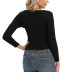 V-neck irregular long-sleeved Slim contrast color bottoming sweater NSZXS136552