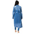 long sleeve ripped loose V-neck denim trench coat NSARY136560