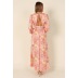 floral Printed Backless Deep V-neck Long Sleeve Dress NSHFC136567