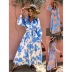 floral Printed Sleeveless Pleated Slim Fit Dress NSHFC136569