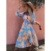 floral Printed Sleeveless Pleated Slim Fit Dress NSHFC136569