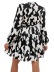 Geometric Print Slim Fit Ruffle Long Sleeve Dress NSHFC136575