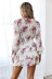 deep v-neck long-sleeved ruffle floral printed dress NSHFC136580