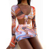mesh printing long-sleeved top and short sheath skirt set NSBLS136618