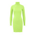 solid color standing collar long-sleeved hollow backless dress NSBLS136620