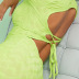 solid color back hollow round neck long-sleeved dress NSBLS136624