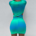 printed v-neck long sleeve tops and short skirt set NSBLS136629