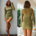 knitted see-through tight-fitting long-sleeved sheath dress NSJKW136647
