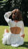 vestido corto de manga larga sin espalda con cuello en V de color sólido NSJKW136657