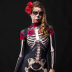 Halloween cosplay costume rose skeleton print jumpsuit NSONF136680