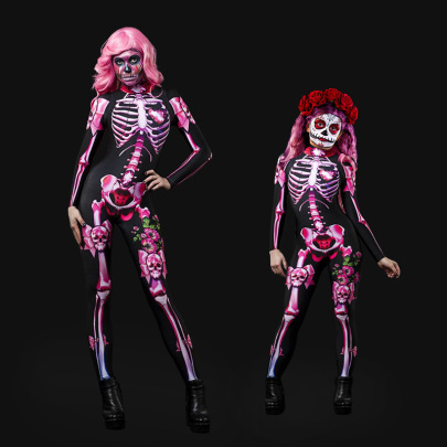 Halloween Costume Horror Skeleton Print Parent-child Jumpsuit NSONF136682