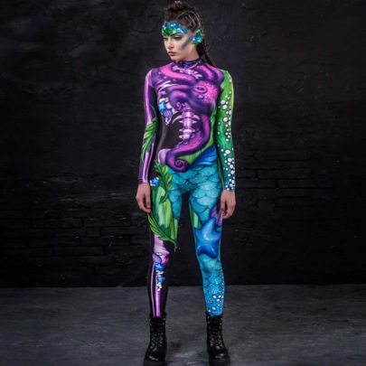 Halloween Cosplay Costume 3D Printed Long Sleeve Jumpsuit NSONF136693