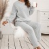 solid color loose double-sided plush hooded sweatshirt and pants two-piece homewear set NSYBL136700
