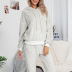 solid colordouble-sided fleece hooded sweatshirt and pants homewear set NSYBL136712