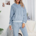 solid colordouble-sided fleece hooded sweatshirt and pants homewear set NSYBL136712
