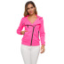 fleece hooded long-sleeved oblique zipper coat NSYBL136713