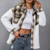 Thickened cashmere long-sleeved stitching loose plaid jacket NSYBL136715