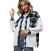 Thickened cashmere long-sleeved stitching loose plaid jacket NSYBL136715