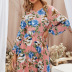Floral print Pleated long sleeve Belted Dress NSNXG136729