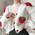 single-breasted V-neck strawberry embroidery long-sleeved knitted cardigan NSCOK136742
