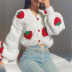 single-breasted V-neck strawberry embroidery long-sleeved knitted cardigan NSCOK136742