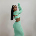 solid color one-word neck camisole round neck long-sleeved dress two-piece set NSCOK136751