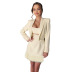 solid color long-sleeved crop suit jacket slim skirt set NSCOK136755