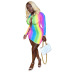 Hollow Bandage Rainbow color Print long sleeve Dress NSGMT136777