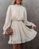 solid color jacquard fabric ruffled long-sleeved dress NSHFC136784