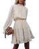 vestido de manga larga con volantes en tejido jacquard de color liso NSHFC136784
