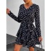 long sleeve polka dot/leopard print V-neck layered dress NSHFC136788