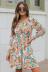 backless floral printing square collar long-sleeved dress NSHFC136796