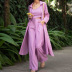 solid color windbreaker coat and tops wide-leg pants three-piece suit NSONF136814