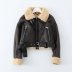fleece stitching faux fur long sleeve jacket NSYXB136816