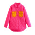 loose color contrast quilted cotton coat NSYXB136821