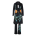 long sleeve  high waist wide-leg flower printing tank windbreaker and pants three-piece suit NSONF136827