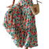 V-neck long-sleeved loose large swing high waist flower printing dress NSONF136826
