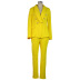 conjunto de dos piezas de blazer y pantalón de cintura alta y manga larga de color liso con botones NSONF136833