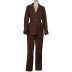 traje de dos piezas con blazer y pantalón de color liso con cordones, cintura alta y solapa de manga larga NSONF136840