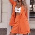 long-sleeved high waist loose solid color blazer and shorts two-piece suit NSONF136841