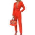 deep V casual long sleeve lace-up high waist solid color jumpsuit NSONF136844