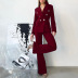 buttons solid color slit high waist slim long-sleeved professional blazer and trousers two-piece suit NSONF136853