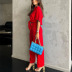 short-sleeved loose high waist lapel solid color cotton linen top and pants two-piece suit NSONF136854
