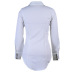 vestido camisero de solapa de manga larga delgado de color sólido con botonadura sencilla NSONF136856