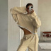 long-sleeved stitching loose casual round neck contrast color sweatshirt two-piece set NSCOK136863