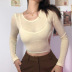 round neck long-sleeved top and sling slim vest solid color two-piece set NSCOK136866